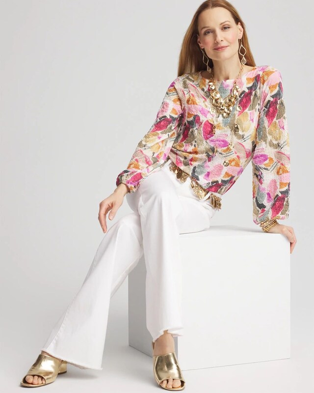 Jacquard Smocked Boatneck Top - image 2